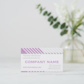 Moderne strepen, wit, paars, grijs visitekaartje (Staand voorkant)