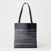 Moderne Strepen Zwart-wit Monogram Tote Bag (Voorkant)