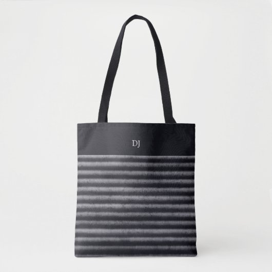 Moderne Strepen Zwart-wit Monogram Tote Bag (Voorkant)