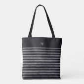 Moderne Strepen Zwart-wit Monogram Tote Bag (Achterkant)