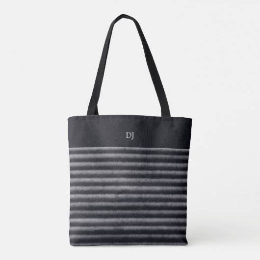 Moderne Strepen Zwart-wit Monogram Tote Bag (Achterkant)