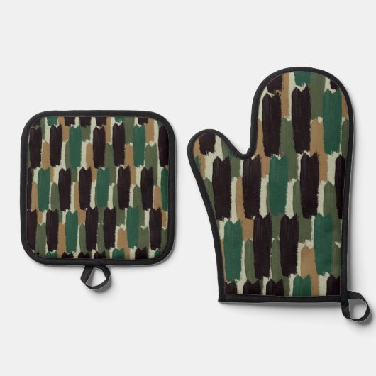 Moderne strepes ovenwant & pannenlap set (Voorkant)