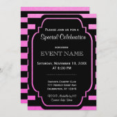 Moderne strepes roze zwart kaart (Voorkant / Achterkant)