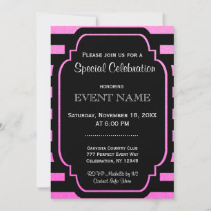 Moderne strepes roze zwart kaart