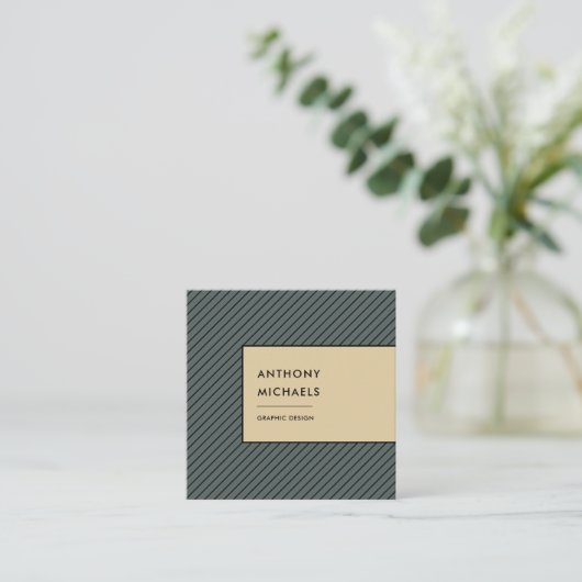 Moderne strepes vierkante visitekaartje (Staand voorkant)