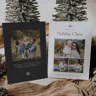 Moderne strik   Eenvoudige minimaal 3 foto Feestdagenkaart