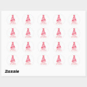 Moderne strik roze rood kerstboom ronde sticker (Vel)