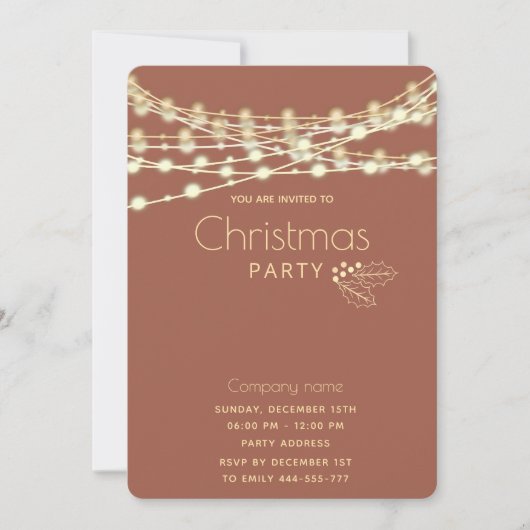 Moderne string lichten corporate kerstfeest kaart (Voorkant)