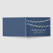 Moderne string lichten, geel en wit huwelijk gastenboek (Volledig)