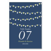 Moderne string lichten, geel en wit huwelijk kaart (Voorkant)