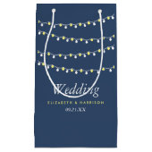 Moderne string lichten, geel en wit huwelijk klein cadeauzakje (Voorkant)