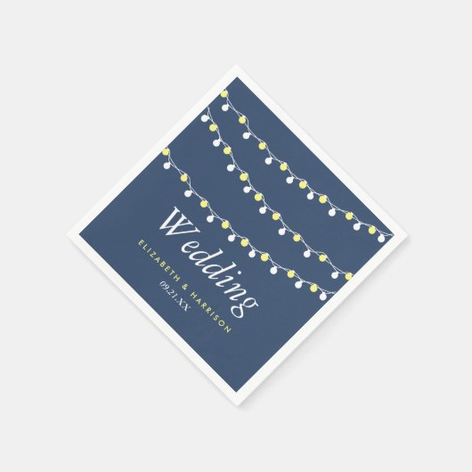 Moderne string lichten, geel en wit huwelijk servet (Hoek)