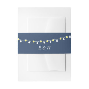 Moderne string lichten, geel en wit huwelijk uitnodigingen wikkel