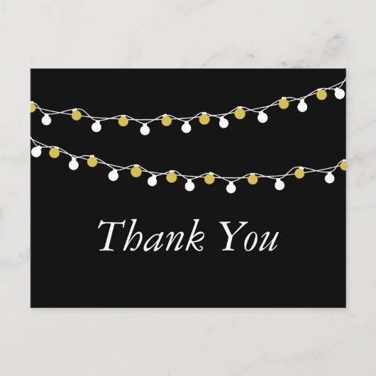 Moderne string lichten, wit/gouden bruiloft Dank j Briefkaart (Voorkant)