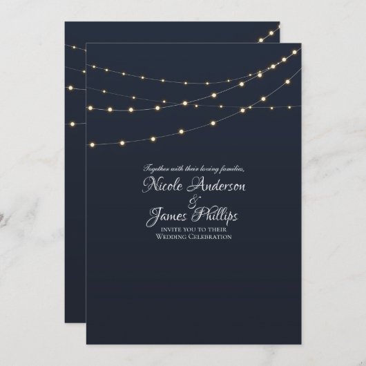 Moderne String Lights Eenvoudige Rustieke Minimal Kaart (Voorkant / Achterkant)