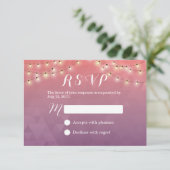Moderne String Lights Elegante bruiloft RSVP Kaartje (Staand voorkant)