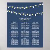 Moderne String Lights, Geel & White Seating Chart Poster (Voorkant)