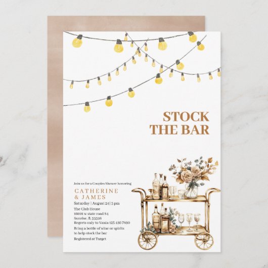 Moderne String Lights Stock De Bar Paar Douche Kaart (Voorkant / Achterkant)