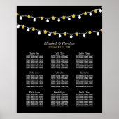 Moderne String Lights, White & Gold Seating Chart Poster (Voorkant)