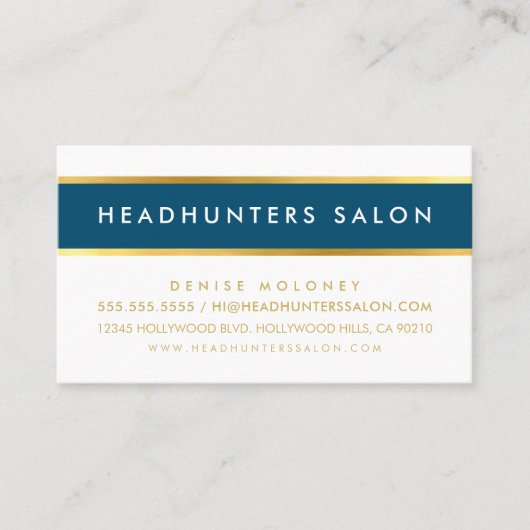 MODERNE STRIP band eenvoudig stijlvol donkerblauw  Visitekaartje (Voorkant)