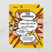 Moderne Strip Pop Art Bruiloft Uitnodiging Briefkaart (Voorkant / Achterkant)