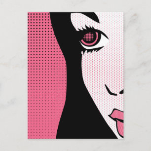 Moderne stripboek Pop Art van het gezicht van een  Briefkaart