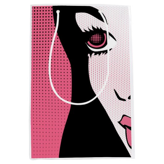 Moderne stripboek Pop Art van het gezicht van een Medium Cadeauzakje (Voorkant)