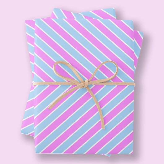 Moderne Stripe Cute Light Pastel Bleek Roze Inpakpapier Vel