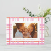 Moderne Stripe Kerst Kleurrijke Plaid Foto Feestdagenkaart (Staand voorkant)