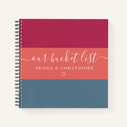 Moderne stripe onze Bucket List Couple Keepomwille Notitieboek (Voorkant)