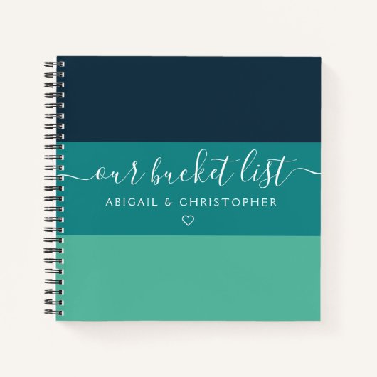 Moderne stripe onze Bucket List Couple Keepomwille Notitieboek (Voorkant)