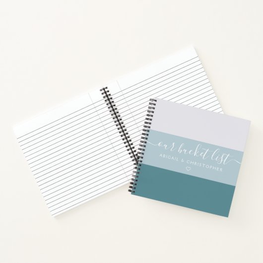 Moderne stripe onze Bucket List Couple Keepomwille Notitieboek (Binnen)