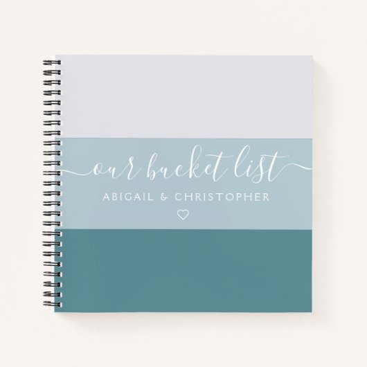 Moderne stripe onze Bucket List Couple Keepomwille Notitieboek (Voorkant)