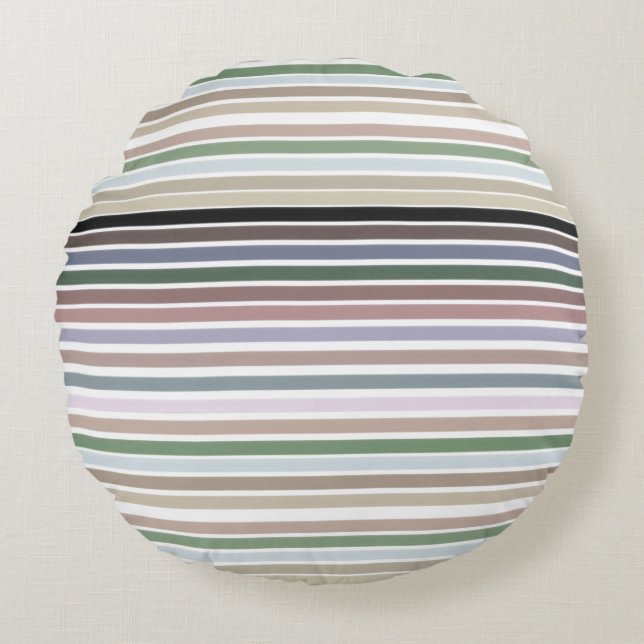 Moderne Stripe Print Rond Kussen (Voorkant)