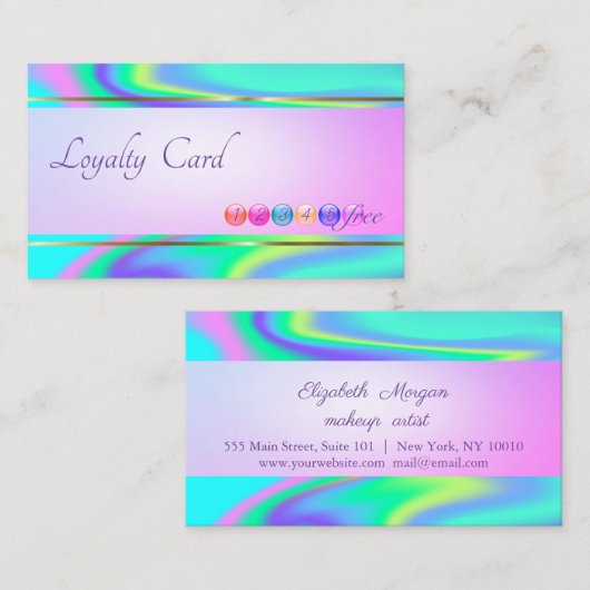 Moderne Stripe, Stippen Hologrphic Loyalty Kaart (Voorkant / Achterkant)