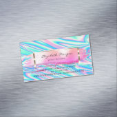 Moderne striped, penseellijn, Gold Lijst holograph Magnetisch Visitekaartje (Voorbeeld)