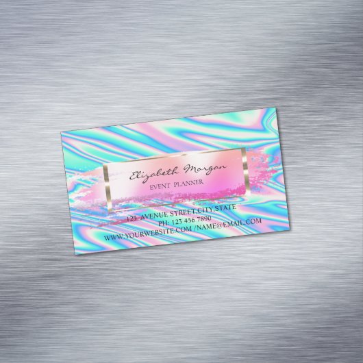 Moderne striped, penseellijn, Gold Lijst holograph Magnetisch Visitekaartje (Voorbeeld)
