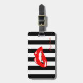 Moderne Striped-Red Lips, op maat gemaakt Bagagelabel (Voorkant verticaal)
