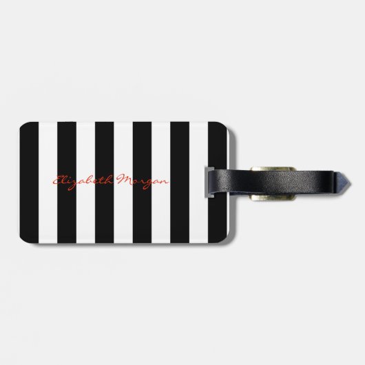 Moderne Striped-Red Lips, op maat gemaakt Bagagelabel (Achterkant horizontaal)