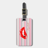 Moderne Striped-Red Lips, op maat gemaakt Bagagelabel (Voorkant verticaal)