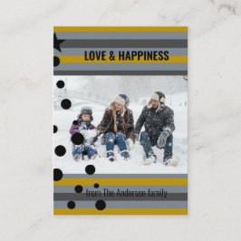 Moderne Stripes Aangepaste kerstboomfeestdag met f Notitiekaartje