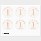 Moderne Stripes Big Nummer 1 1e verjaardag Ronde Sticker (Vel)