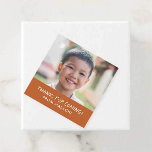 Moderne stripes Birthday Foto: Bedankt Oranje Bedankjes Labels (In situ)