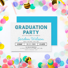 Moderne Stripes Blue Graduation Party Kaart