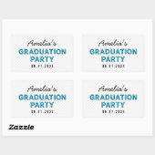 Moderne Stripes Blue Graduation Party Rechthoekige Sticker (Vel)