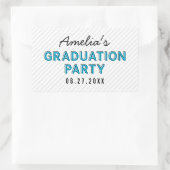 Moderne Stripes Blue Graduation Party Rechthoekige Sticker (Tas)