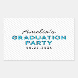 Moderne Stripes Blue Graduation Party Rechthoekige Sticker