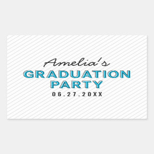 Moderne Stripes Blue Graduation Party Rechthoekige Sticker