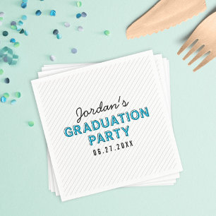 Moderne Stripes Blue Graduation Party Servetten