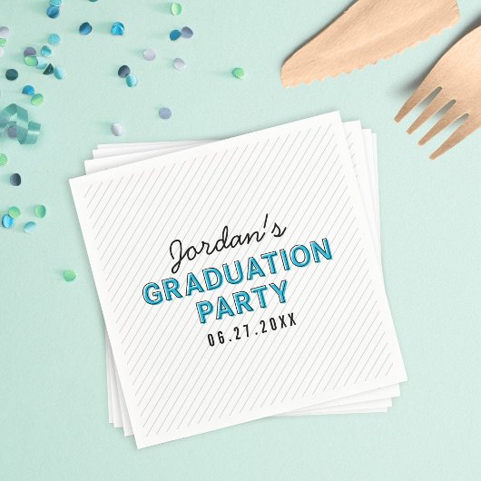 Moderne Stripes Blue Graduation Party Servetten